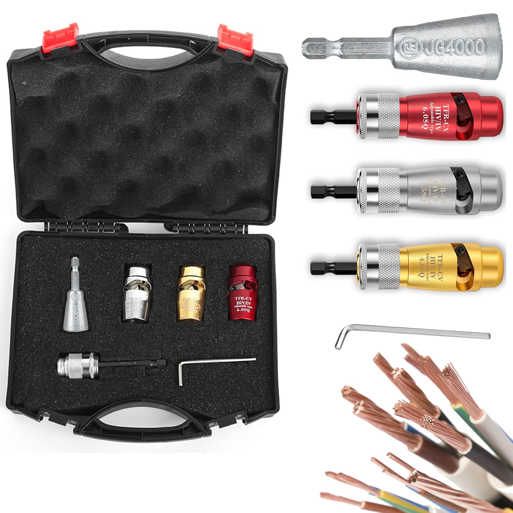 Professional Wire Stripping and Twisting Tool for Drill - Adjustable Electric Wire Stripper for 10-14 AWG Cables - Quick Stripping and Connector - Ideal for Electricians, DIY Projects, and Home Repairs