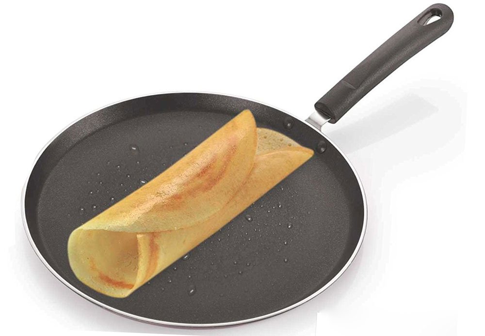 Non Stick Dosa Pan or Roti Tawa - 11.2 Inch Round Griddle for Indian Cooking, 2.6mm Thick Aluminum Base, Black - Perfect for Making Dosas, Rotis, Pancakes & More in Home Kitchen