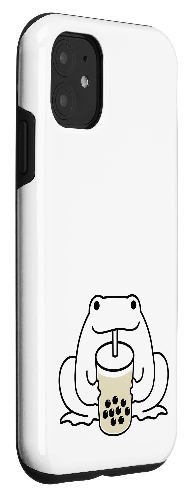 Cute Kawaii Frog Drinking Boba Bubble Milk Tea iPhone 11 Case - Trendy Protective Cover for Girls, Teens & Women - Perfect for School, Work & Daily Use