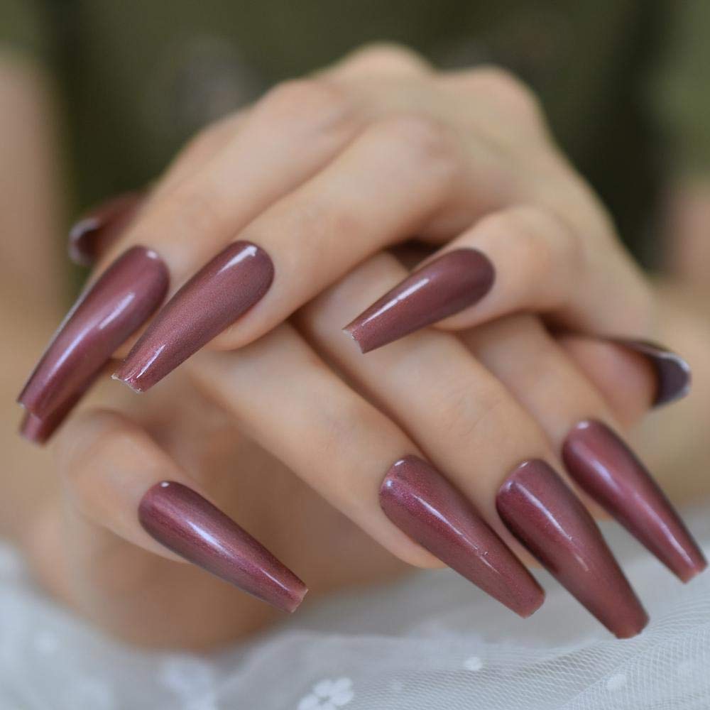 Premium Handmade Acrylic False Nails - Extra Long Coffin Shape, Thick & Reusable Salon Quality Fake Nails with Pre-Designed Art (Perfect for Parties, Weddings, and Special Occasions)