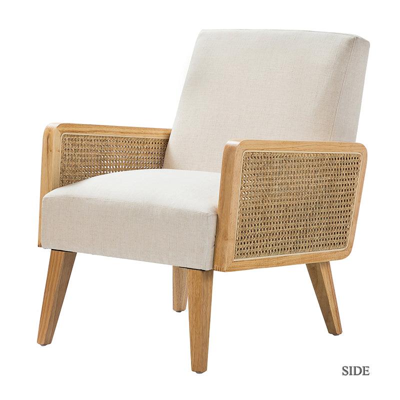 Sybil Cane Armchair - Handwoven Rattan Accent Chair with Cushion | Boho Chic Living Room, Bedroom, or Patio Furniture for Home Decor