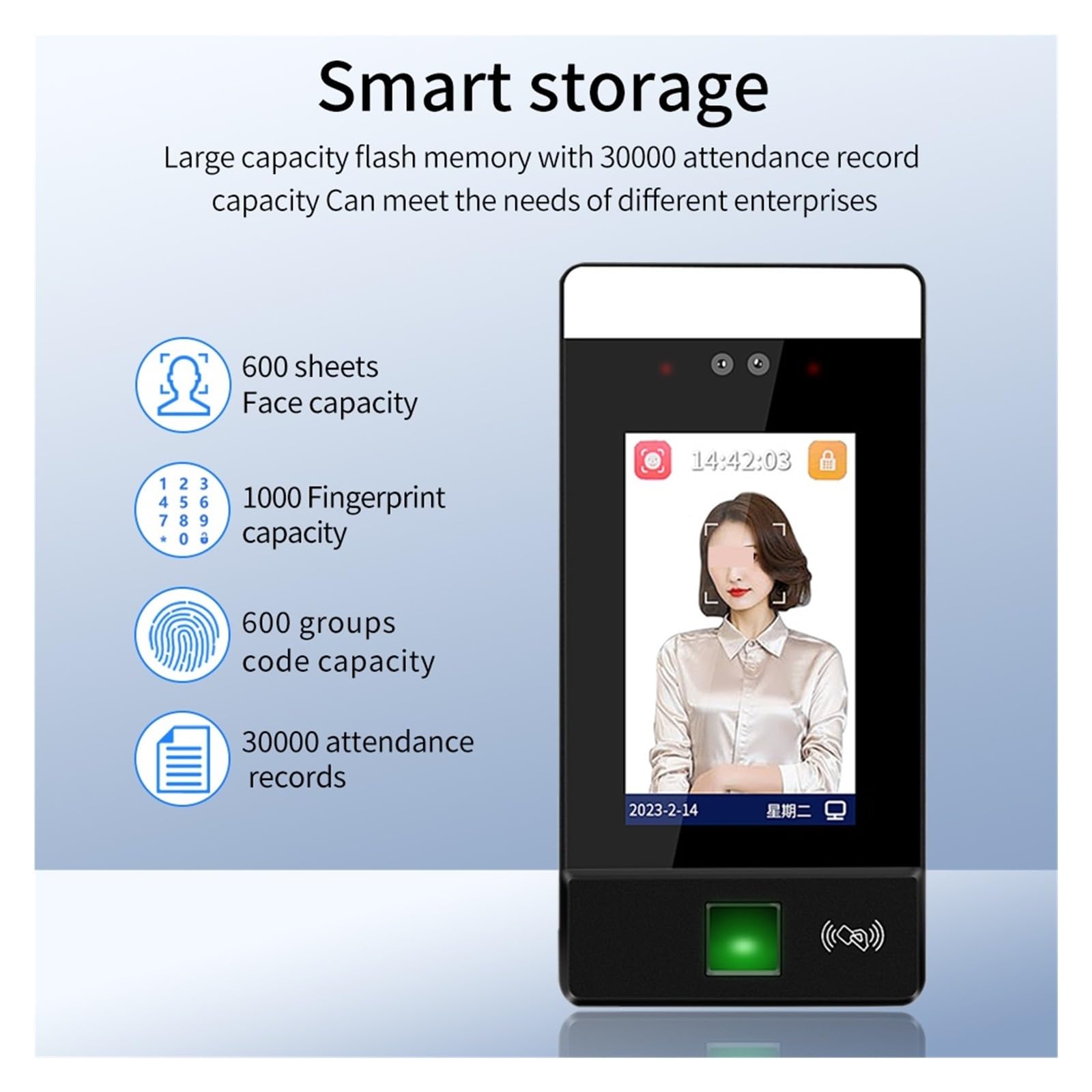 Facial Recognition Access Control System - Biometric Security Gate with Face, Fingerprint, Card & Password Entry - Ideal for Offices, Schools & Smart Buildings