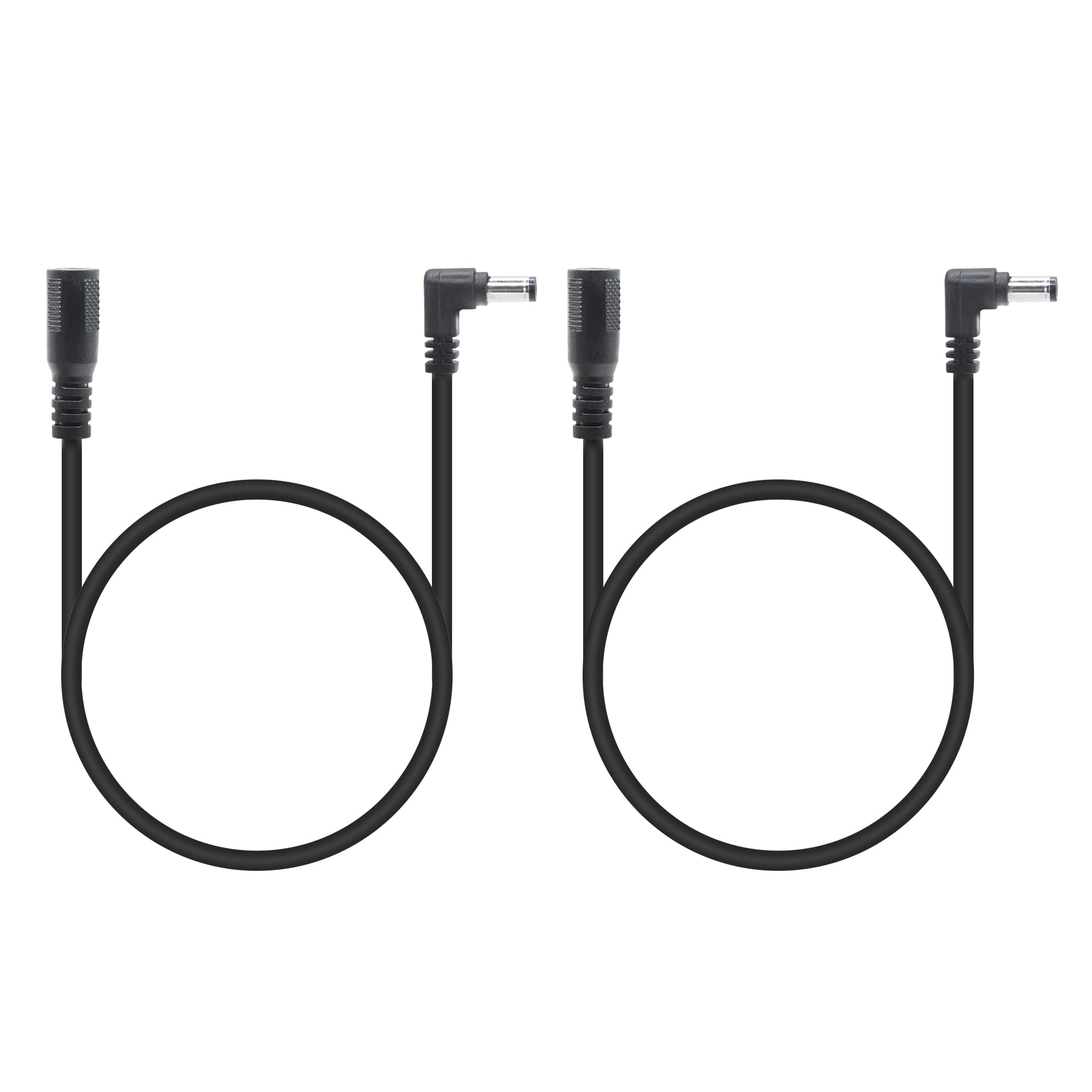 90 Degree DC 5.5mm x 2.1mm Male to Female Power Extension Cable (2 Pack) - 0.5m/1.65ft DC5521 Adapter for CCTV Cameras, Security Systems, IP Cameras & More - Perfect for Home Surveillance Setup & Electronic Device Power Connections