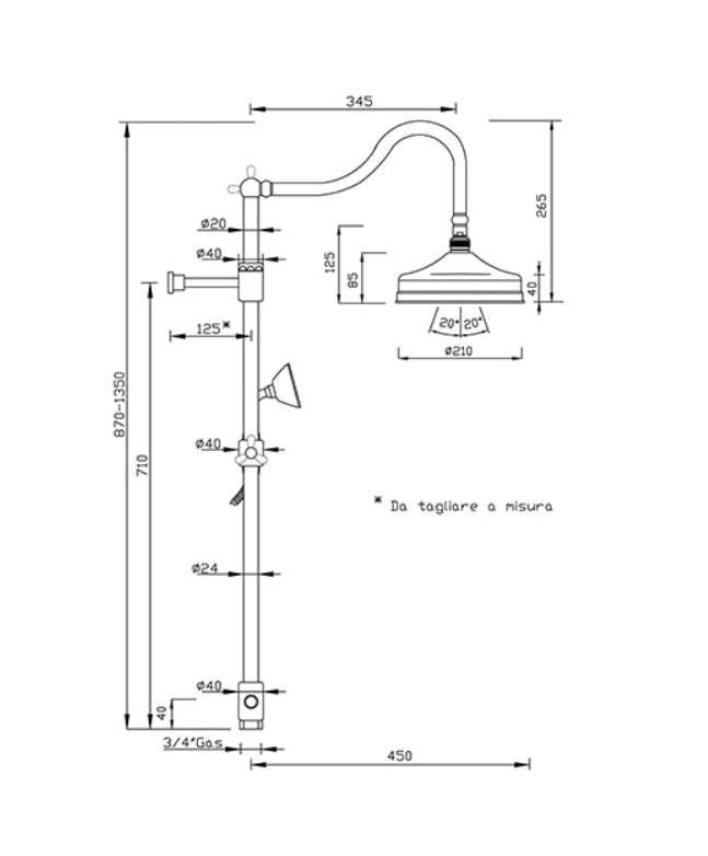 Canterbury II Bronze Shower Set Without Mixer - Vintage Bathroom Faucet for Luxurious Spa Experience at Home