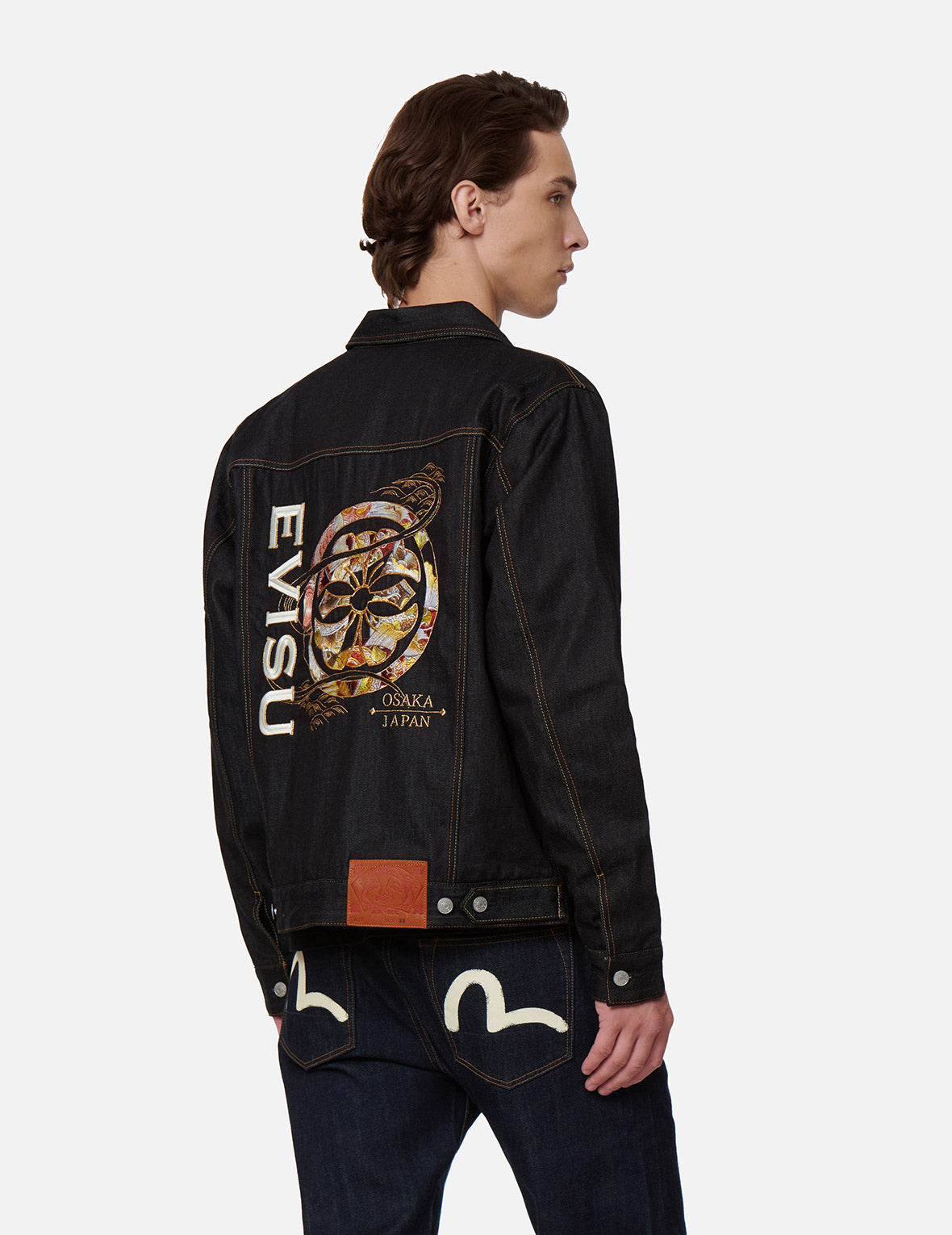 Japanese Koi Fish Pattern Kamon & Logo Embroidered Denim Jacket for Men & Women - Stylish Streetwear & Casual Fashion Outerwear