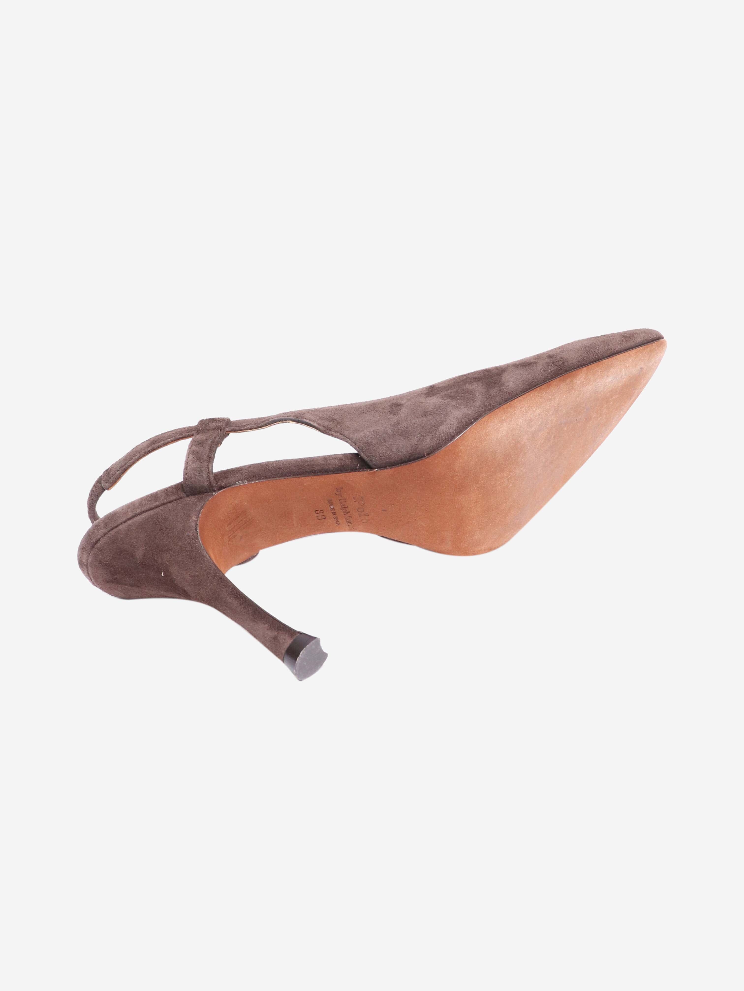 Stylish Brown Suede Slingback Pumps Women's Size EU 39 (US 8.5) - Comfortable Heels for Office, Party & Special Occasions