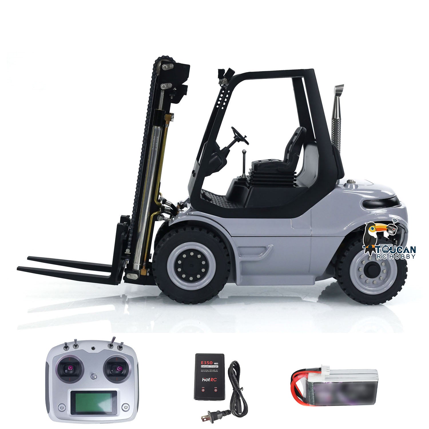 1/14 Scale Metal LESU Assembled & Painted RC Forklift Truck - RTR with Light, Sound, Motor, Servo & ESC - Includes Flysky FS Transmitter & Receiver - Perfect for Indoor/Outdoor RC Hobby, Construction Site Play & Collectors Display
