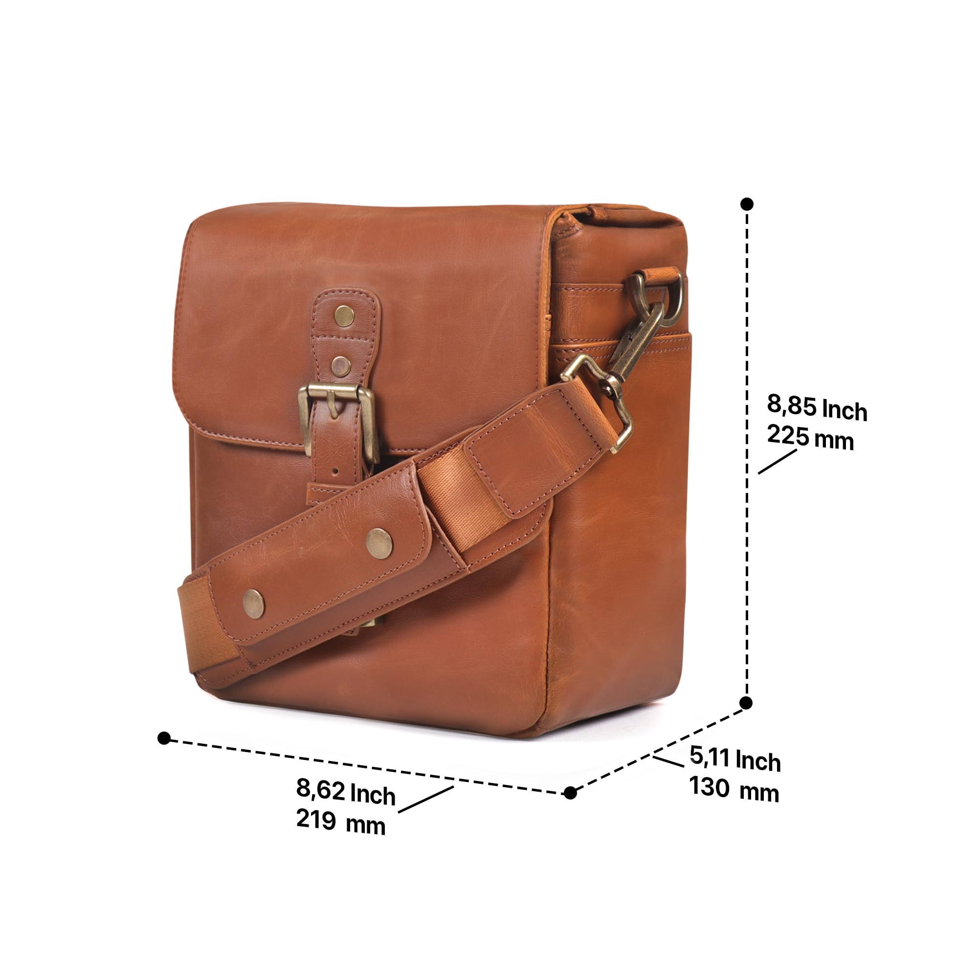 Premium MegaGear Genuine Leather Camera Messenger Bag - Durable & Stylish Crossbody Bag for DSLR, Mirrorless Cameras - Perfect for Travel, Photography & Everyday Use