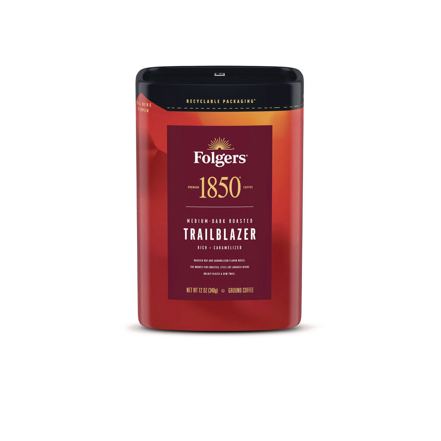 1850 Coffee Trailblazer Medium Roast Ground Coffee - 12 oz Bag for Camping, Hiking & Outdoor Adventures