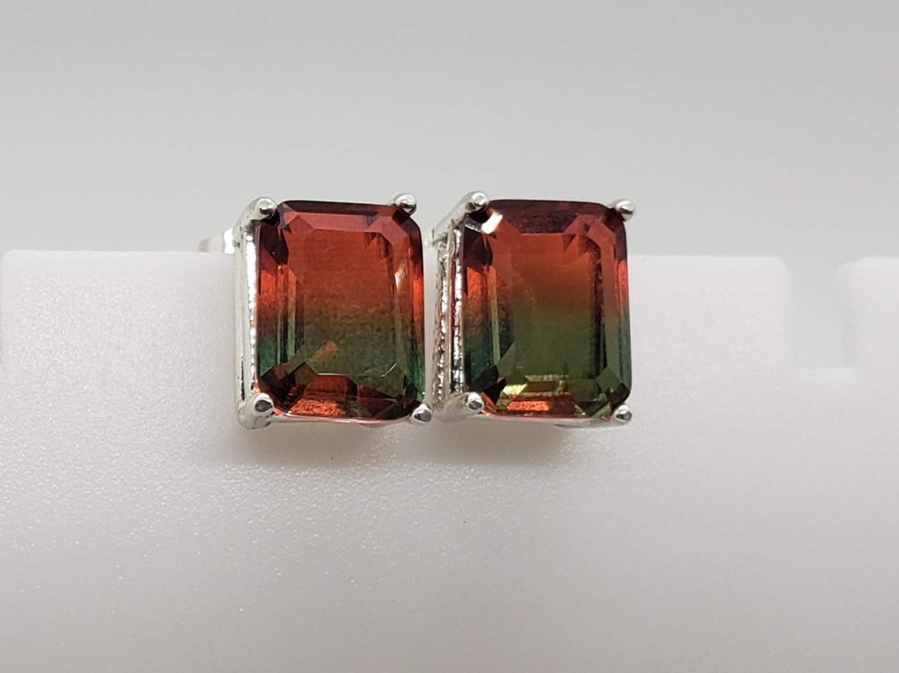 3.5 Carat Natural Watermelon Tourmaline Sterling Silver Stud Earrings for Women - Perfect for Weddings, Parties & Everyday Elegance