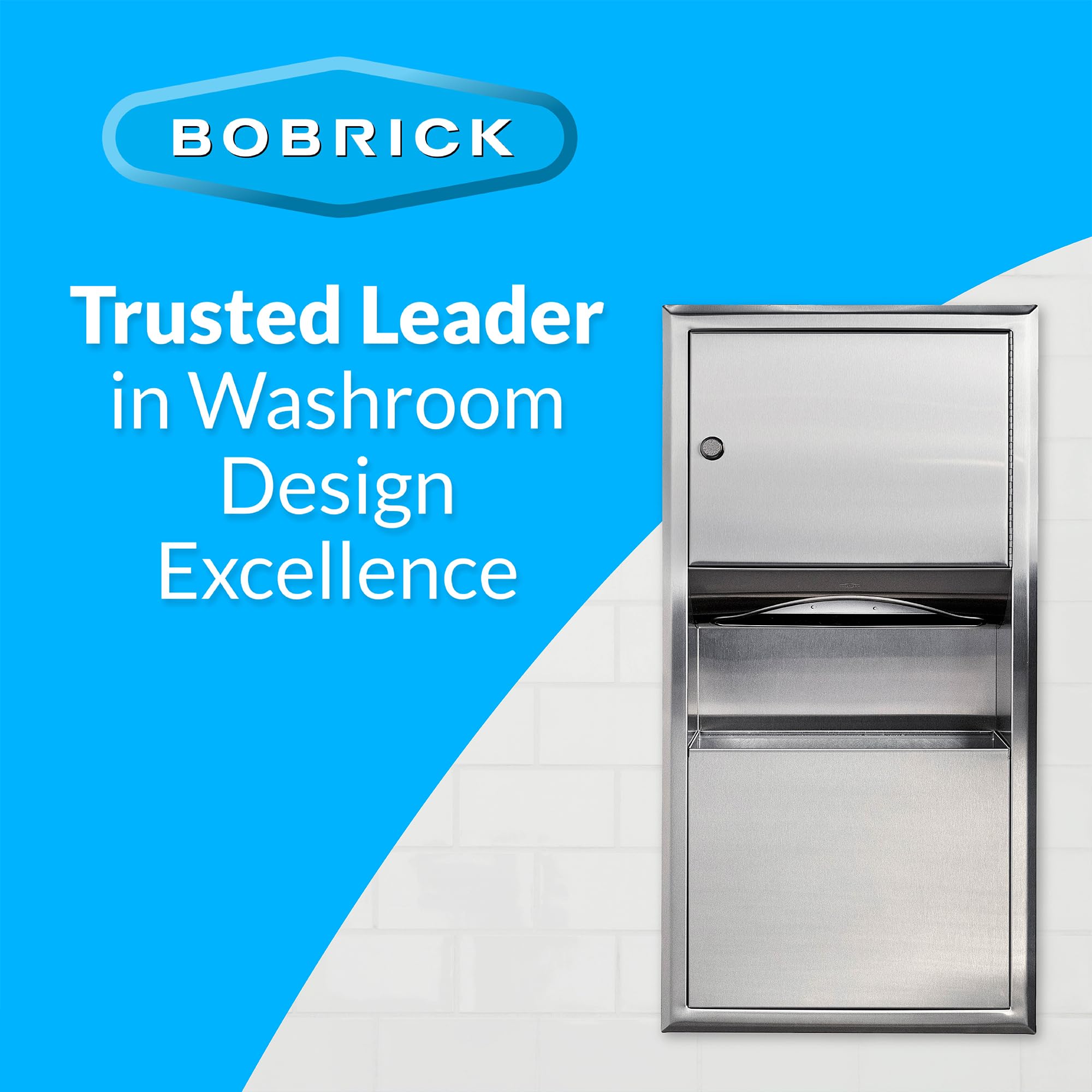 BOBRICK 369 Classic Series Stainless Steel Recessed Paper Towel Holder with 2-Gallon Trash Bin - 28