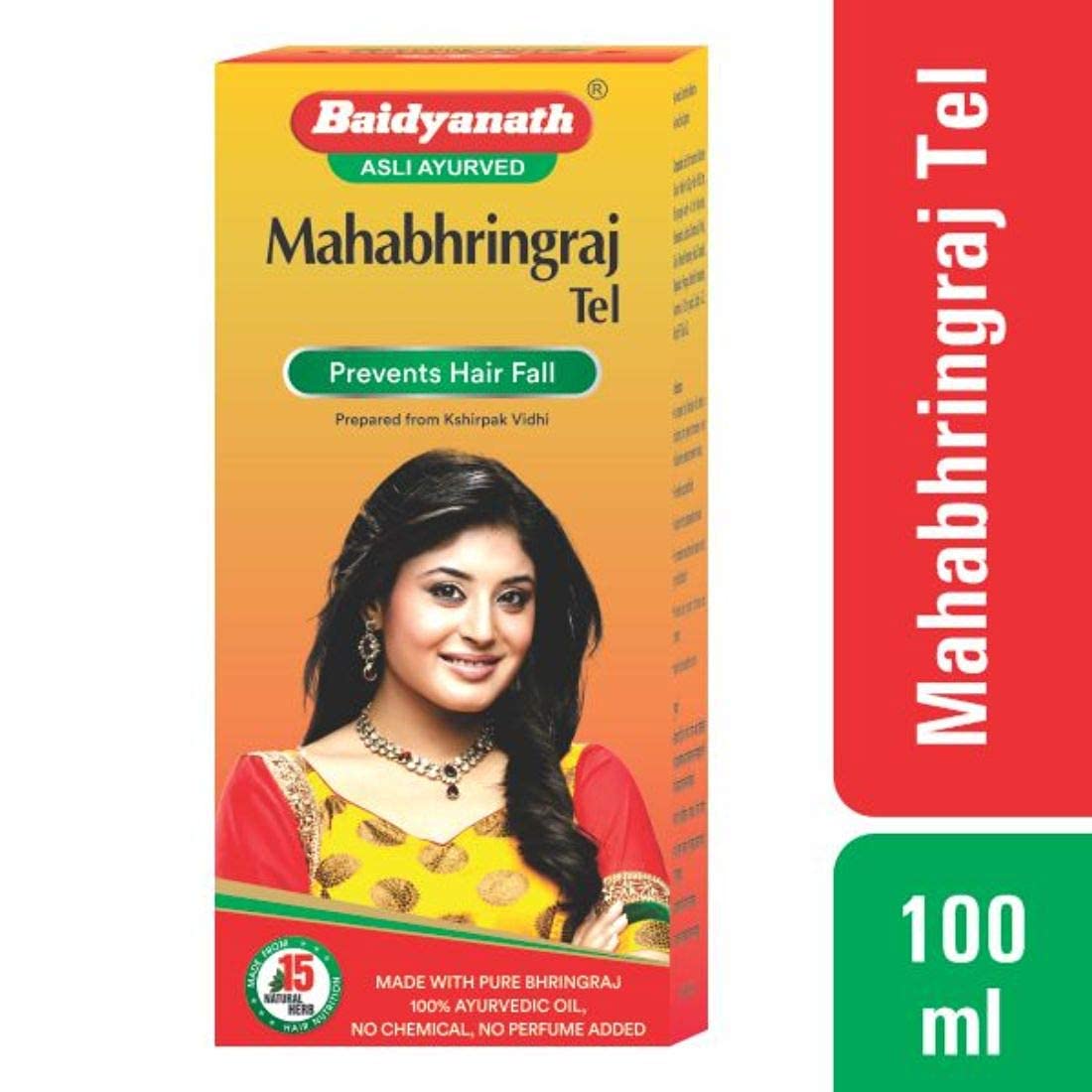Baidyanath Mahabhringraj Ayurvedic Hair Oil (100ml) - Natural Hair Growth, Anti-Hair Fall, Anti-Dandruff Treatment | Pure Ayurvedic Remedy for Hair Nourishment & Care | No Chemicals or Fragrance | Perfect for Daily Hair Massage & Scalp Treatment