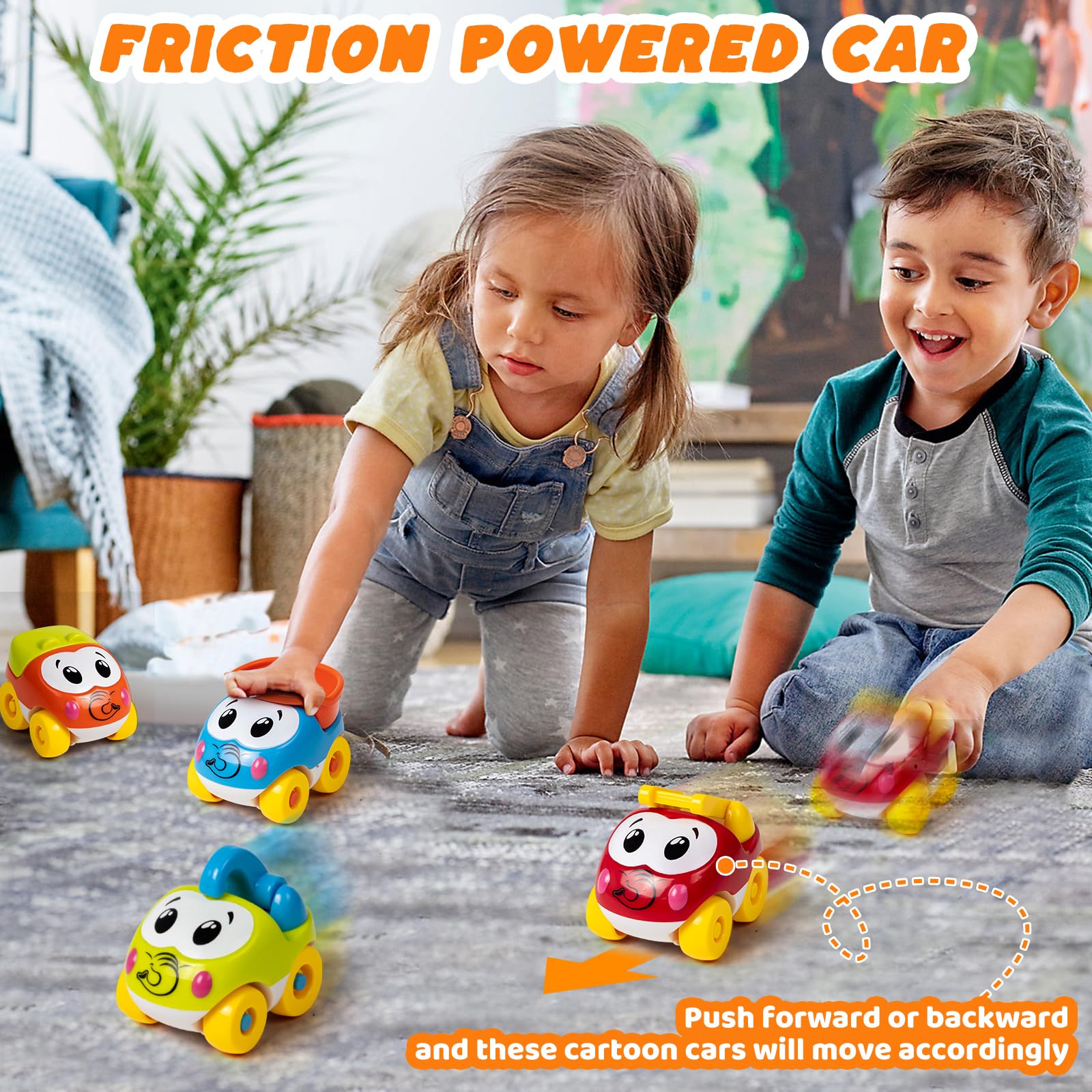 Marstone Educational Elephant Slide & 4 Animal Cars Toy Set - Toddler Learning Push Truck Track for 1-2 Year Old Boys & Girls | First Birthday Gift for 12-18 Months Baby | Perfect for Early Childhood Development & Indoor Playtime