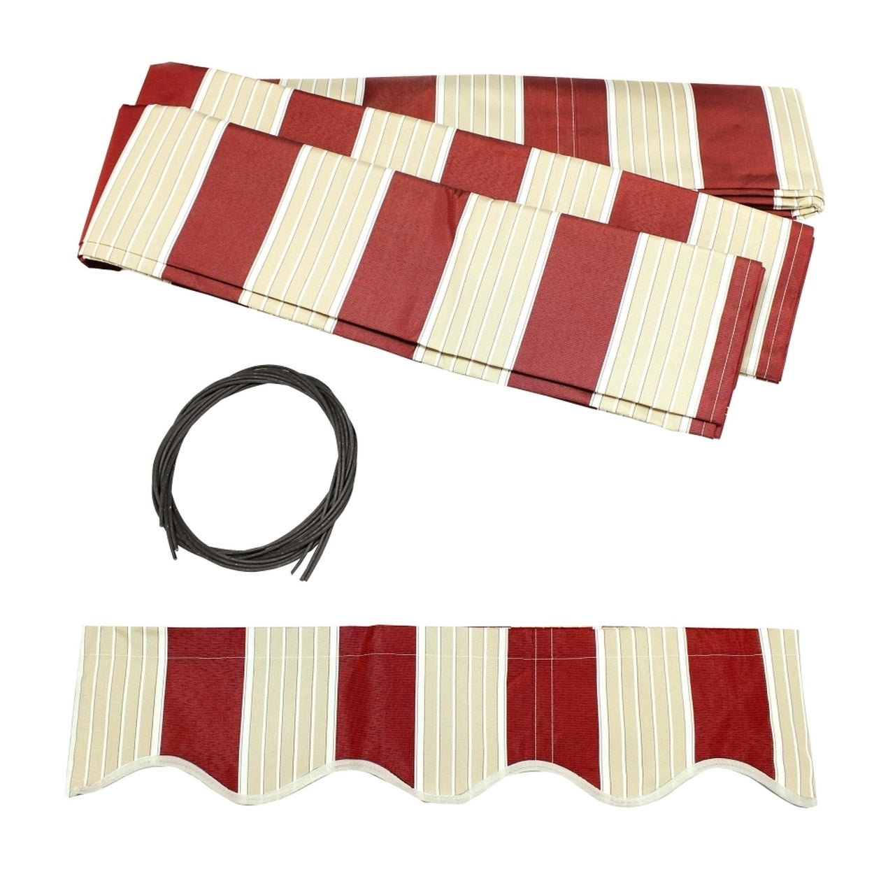 Aleko 20x10 Feet Half Cassette Motorized Retractable LED Patio Awning - Multi Striped Red Design for Outdoor Shade & Luxury Backyard Relaxation