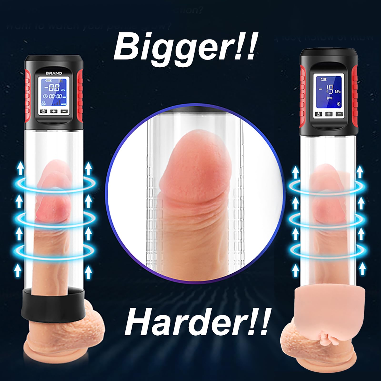 Electric Penis Pump for Men - Penis Enlarger & Erection Device with Vibrator & Vagina Sleeve - Male Vacuum Pump for Enhanced Pleasure & Performance - Perfect for Solo Play, Couples Use & Sexual Wellness
