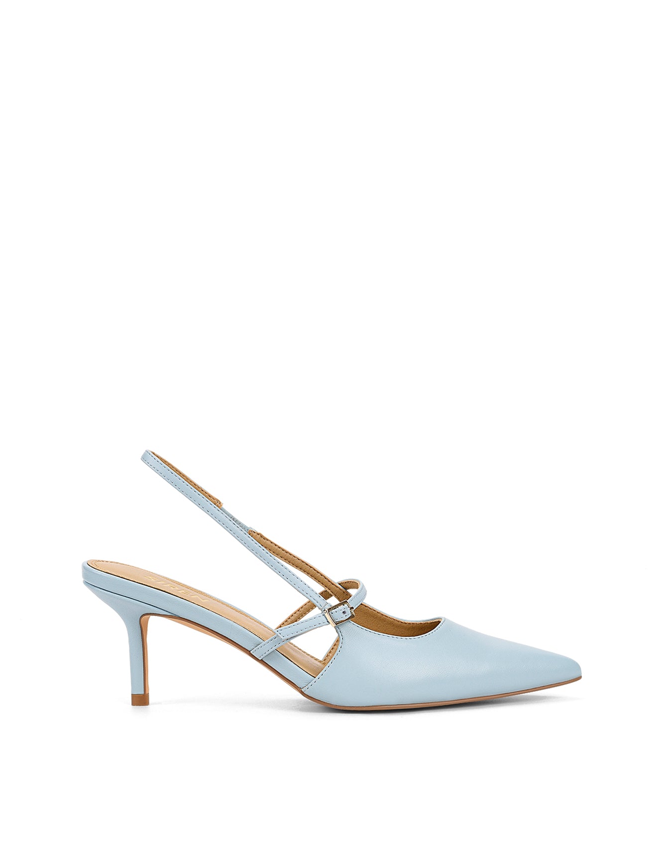 York Slingback Heel - Pale Blue Leather Women's Shoes | Comfortable & Stylish for Office, Party & Wedding Occasions