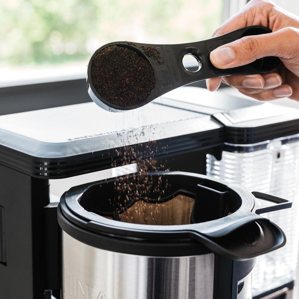 Ninja Specialty Fold-Away Frother (CM401) Coffee Maker - Single Serve to 10 Cup (50 oz) Capacity with Glass Carafe (Renewed) - Perfect for Home, Office & Small Gatherings