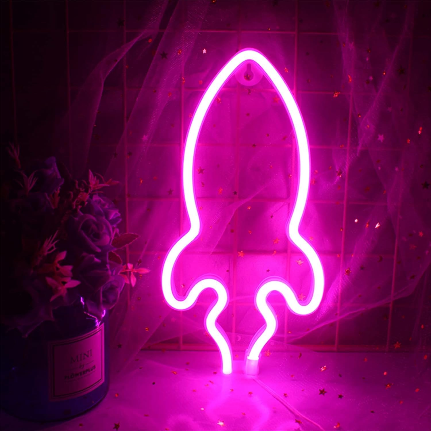 USB/Battery Powered LED Neon Table Lamp - 29X14cm Dimmable Light for Bedroom, Home, Party & Wedding Decor - Perfect Christmas Gift for Teens & Adults