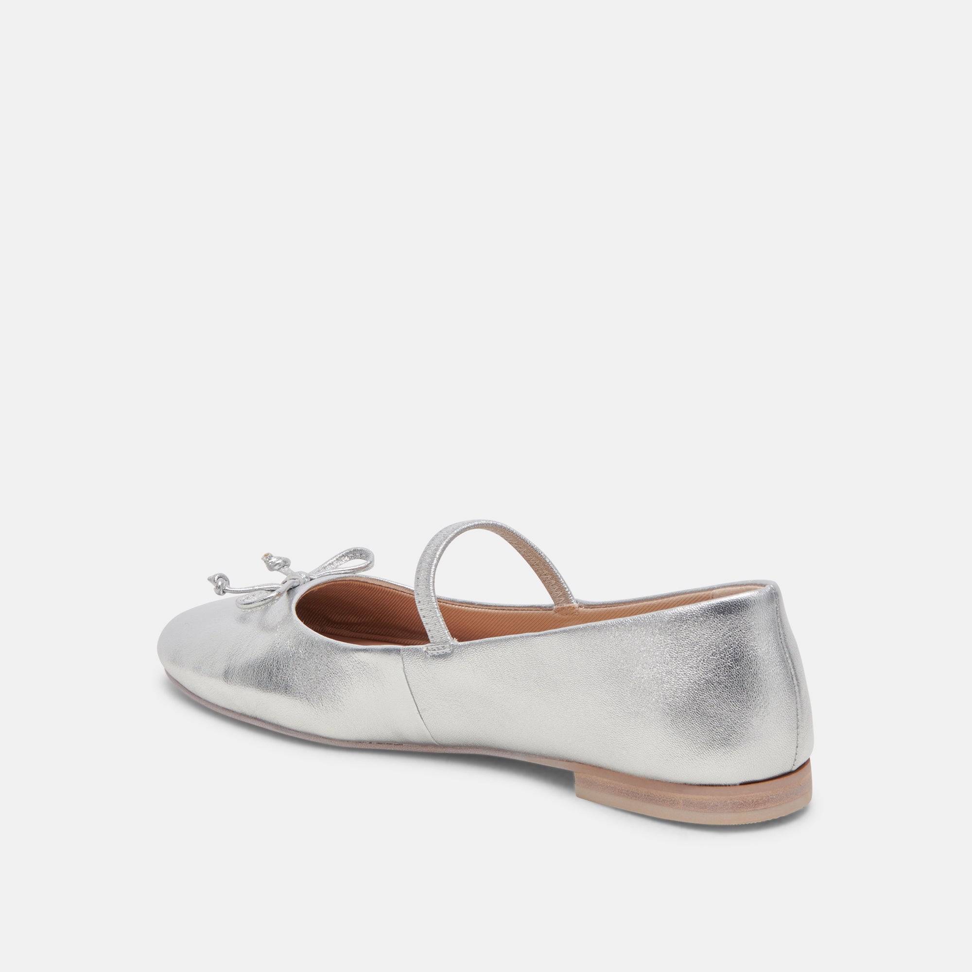 CARIN BALLET FLATS Women's Silver Metallic Leather Pointed Toe Slip-On Shoes - Perfect for Office, Wedding & Casual Outfits