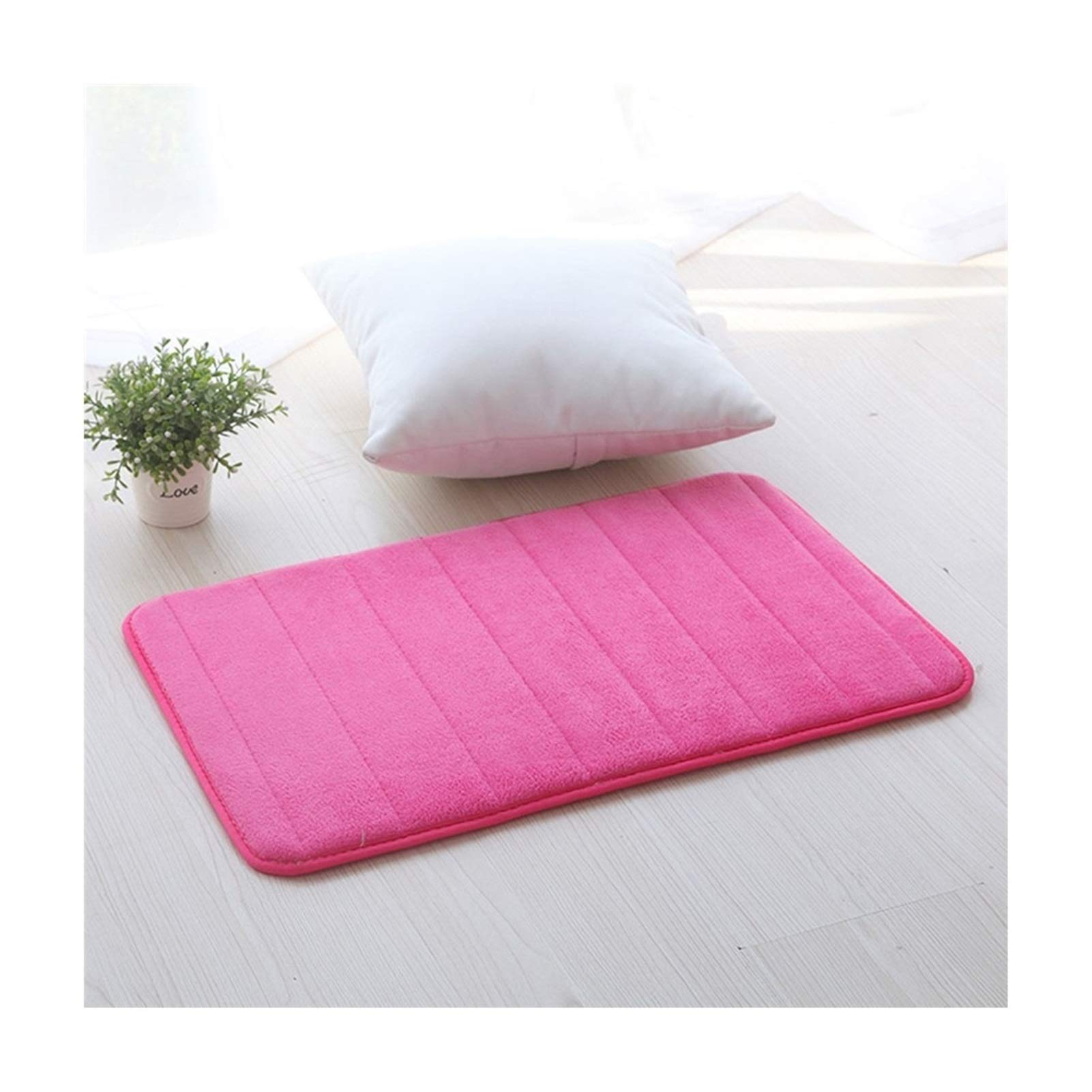 Non-Slip Memory Foam Bath Mat - Super Absorbent Microfiber Shower Rug, Easy to Clean Bathroom Carpet (40x60cm, Rose Red) for Bathroom, Shower & Vanity Area