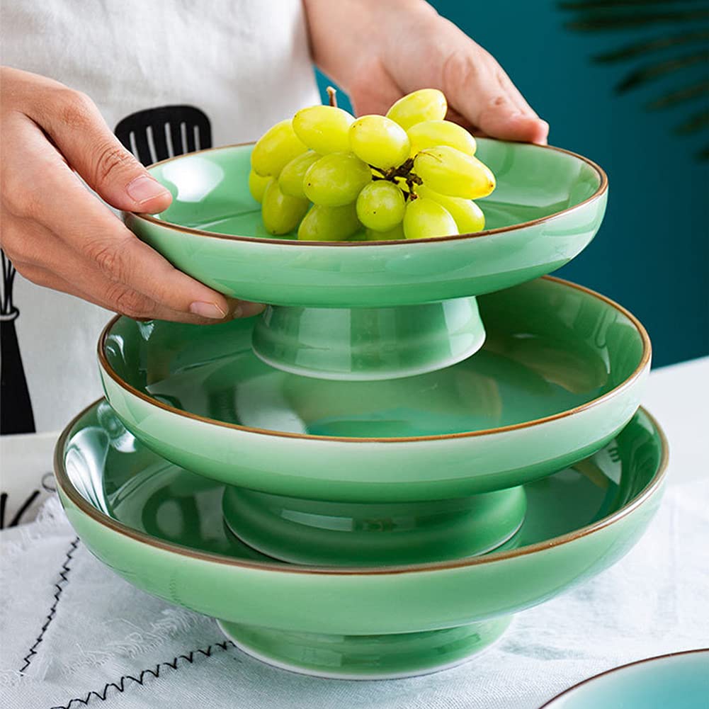 Ceramic Pedestal Bowl - Elegant Round Footed Fruit Dish for Dessert Display, Kitchen Counter Centerpiece & Table Decor | Perfect for Serving Fruits, Snacks, and Party Appetizers at Home Entertaining