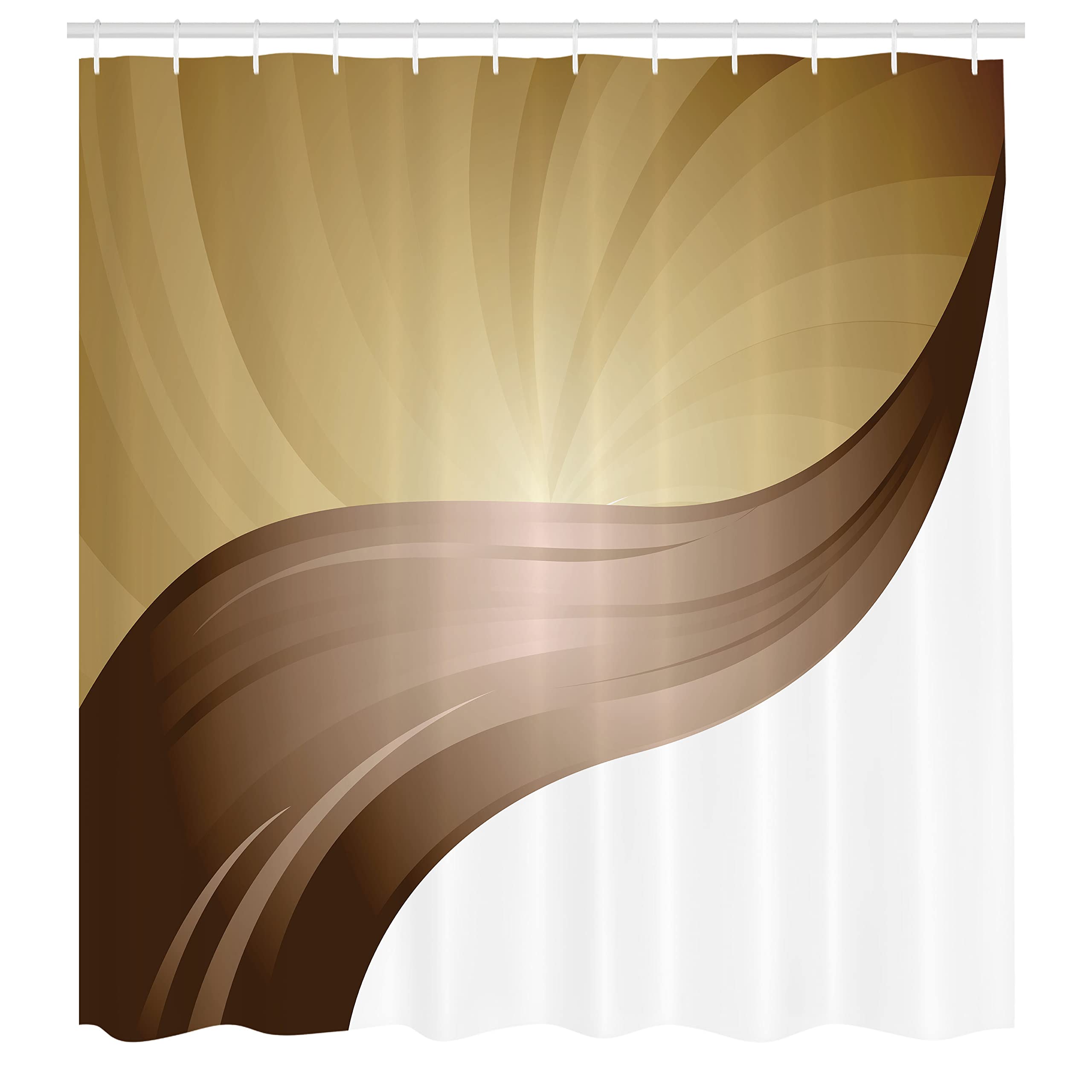 Ambesonne Contemporary Abstract Shower Curtain - Spiraling Stripes Monochrome Modern Art Design, 69x70 Inch Waterproof Fabric Bathroom Decor with Hooks (Brown/White) | Perfect for Modern Bathrooms & Spa-Like Retreats