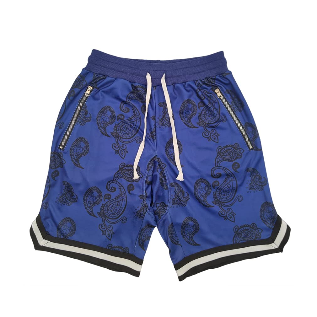 BOOMLEMEN Men's Athletic Workout Shorts - Breathable Paisley Print Basketball & Running Shorts for Casual Wear | Gym, Sports & Outdoor Activities