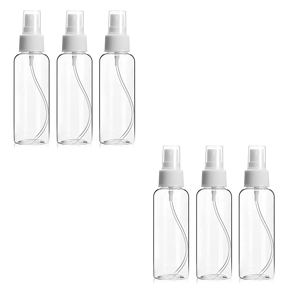 6 Pack 100ml Empty Fine Mist Spray Bottles - Refillable Mini Spray Bottles for Hair, Perfume, Cologne, Sanitizer & More | Travel, Home & Salon Use