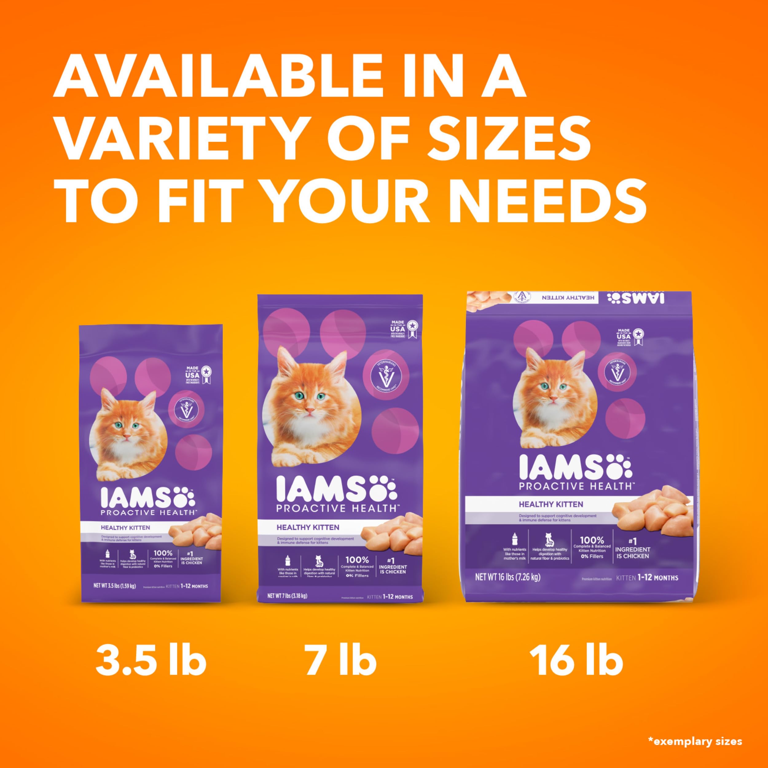 IAMS PROACTIVE HEALTH Dry Cat Food for Kittens - Chicken Recipe, 7 lb Bag - Supports Immune System & Healthy Growth - Perfect for Growing Kittens at Home