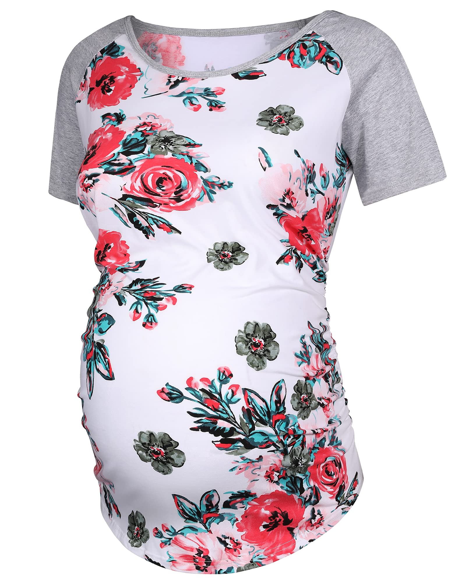 Maternity Shirts for Women - Short & Long Sleeve Side Ruched Pregnancy Tops - Comfortable Nursing & Everyday Wear for Expecting Moms