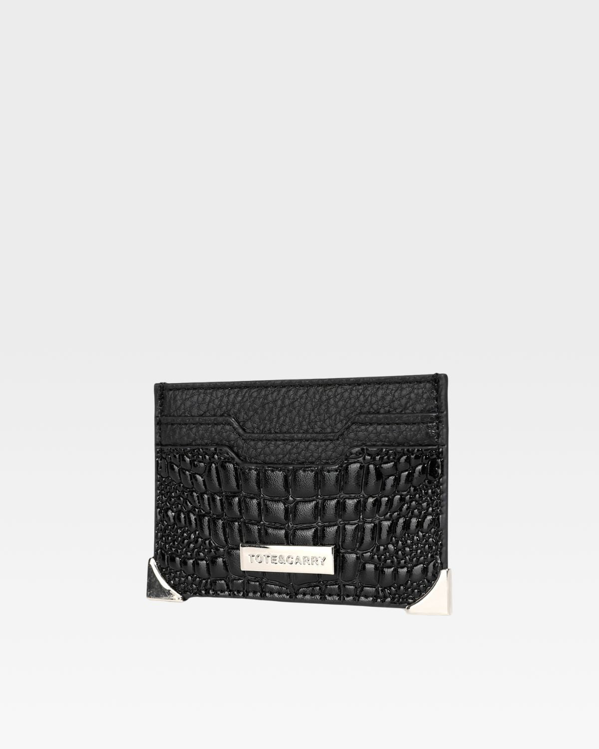 Black Croc Card Holder Wallet - Slim RFID Blocking Credit Card Case for Men & Women - Perfect for Travel, Shopping & Everyday Use