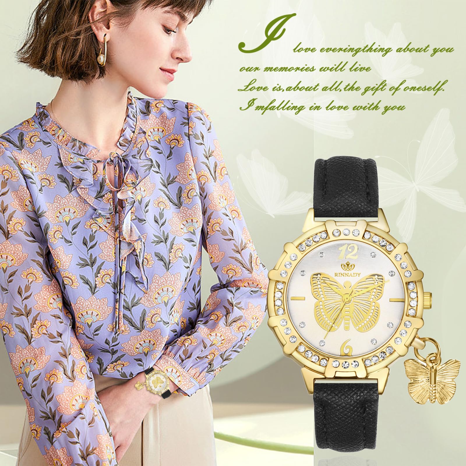 Avaner Women's Bohemian Colorful Leather Wristwatch with Shiny Butterfly Design - Stylish Fashion Watch for Women, Perfect for Daily Wear, Office, and Special Occasions