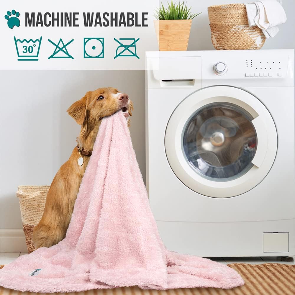 PetAmi Extra Large Dog Blanket 60x80 - Soft Fluffy Sherpa Fleece Pet Blanket for Large Dogs & Cats, Washable Calming Throw for Bed, Sofa & Couch Cover - Pink (Perfect for Winter Snuggles & Anxiety Relief)