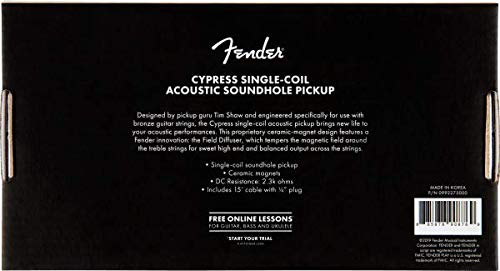 Fender Cypress Single-Coil Acoustic Guitar Soundhole Pickup - Perfect for Live Performances & Studio Recording