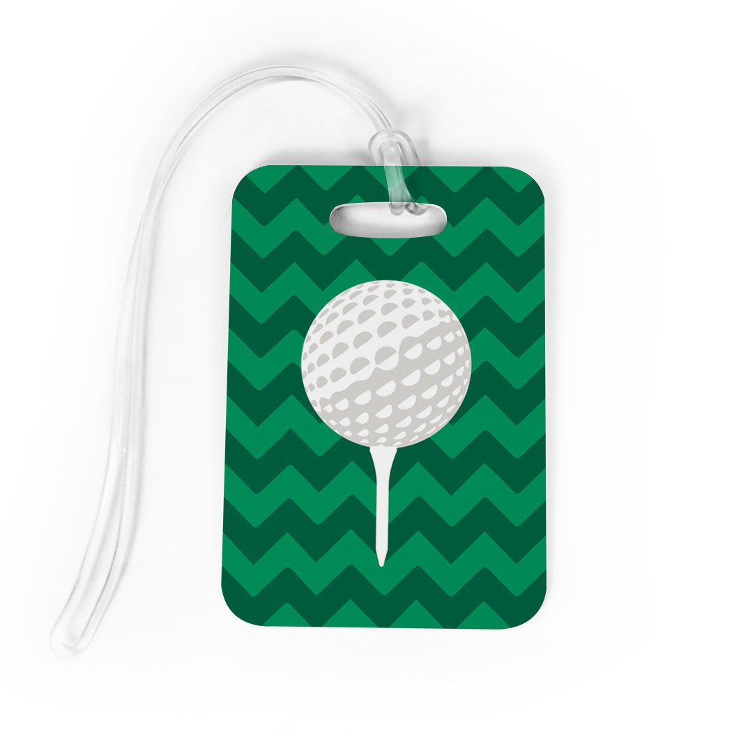 Custom Golf Bag Tag with Ball & Tee Holder - Personalized Info on Back - Medium Size in Green - Perfect for Golf Tournaments & Travel Accessories