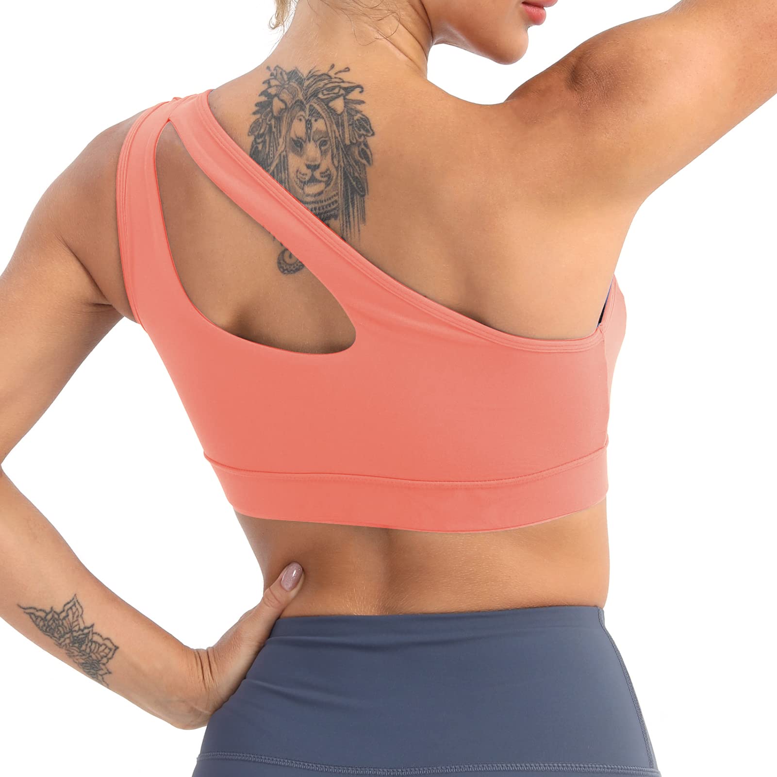 MATHACINO Women's One Shoulder Sports Bra - Sexy & Cute Medium Support Workout Top for Yoga, Gym & Running | Perfect for Fitness, Dance & Active Lifestyle