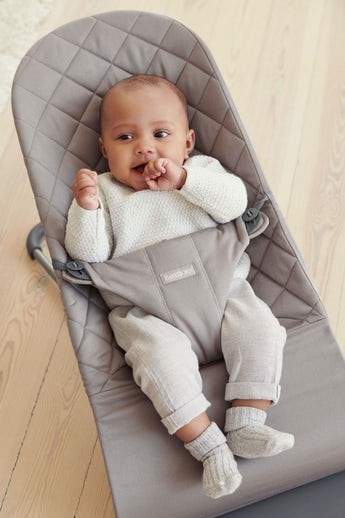 Baby Bjorn Bouncer Bliss - Premium Quilted Cotton Baby Bouncer in Anthracite Gray | Ergonomic Infant Seat for Newborns to Toddlers | Perfect for Nursery, Living Room & Travel