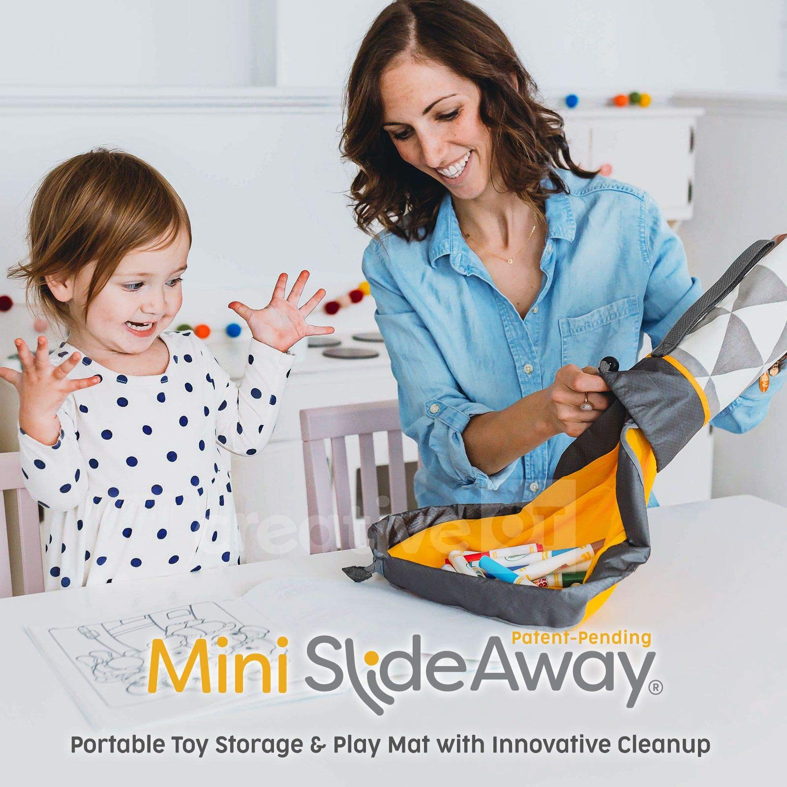 Dinosaur Print SlideAway Toy Storage Organizer - Portable Mini Storage Bag & Play Mat for Toddlers, Kids Room & Travel Organization | Perfect for Daycare, Road Trips & Playtime