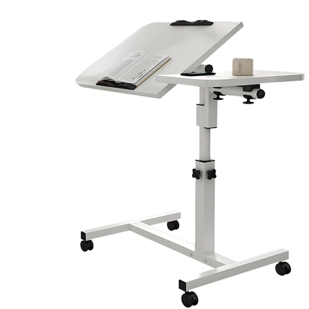 Adjustable Overbed Table with Height & Tilt - Foldable Laptop Desk for Office, Bedroom & Hospital Use - Perfect for Working, Eating & Reading in Bed