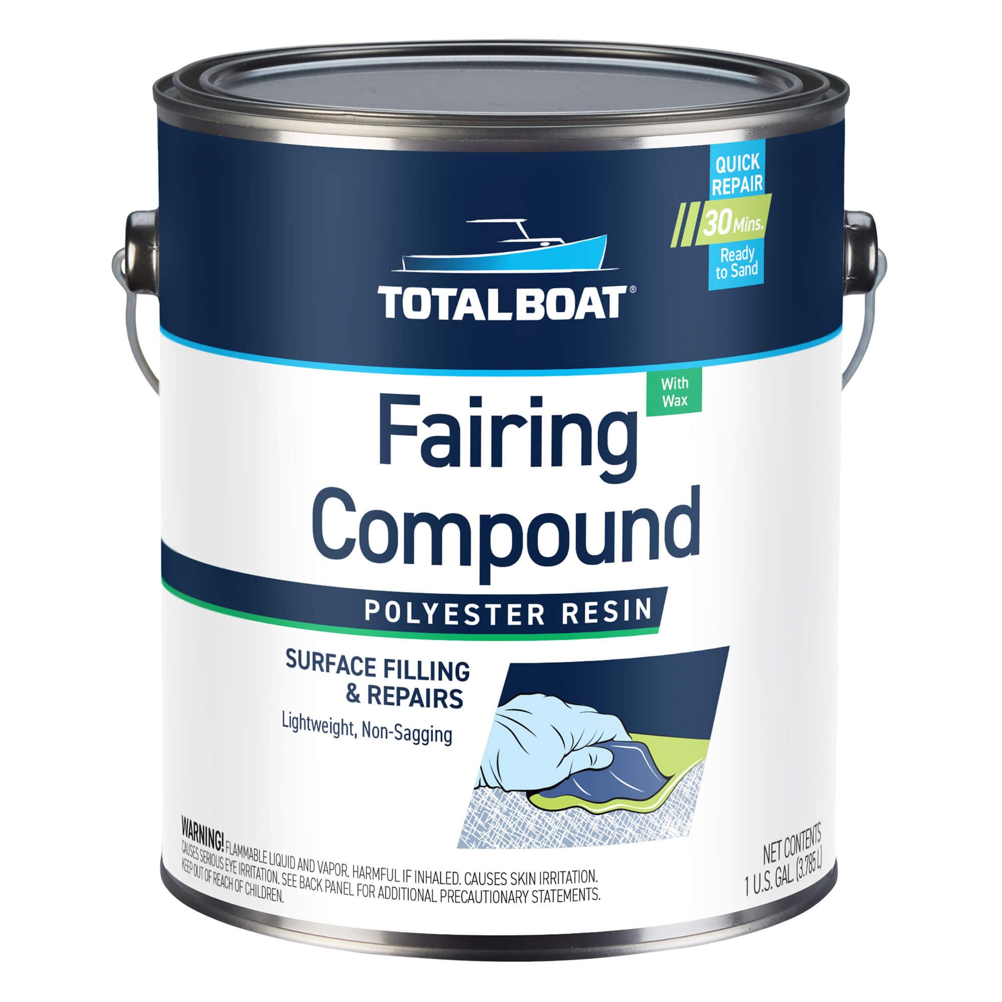 TotalBoat Polyester Fairing Compound - 1 Gallon Kit for Boat Repair & Fiberglass Smoothing | Perfect for Marine Applications, DIY Boat Restoration & Surface Preparation