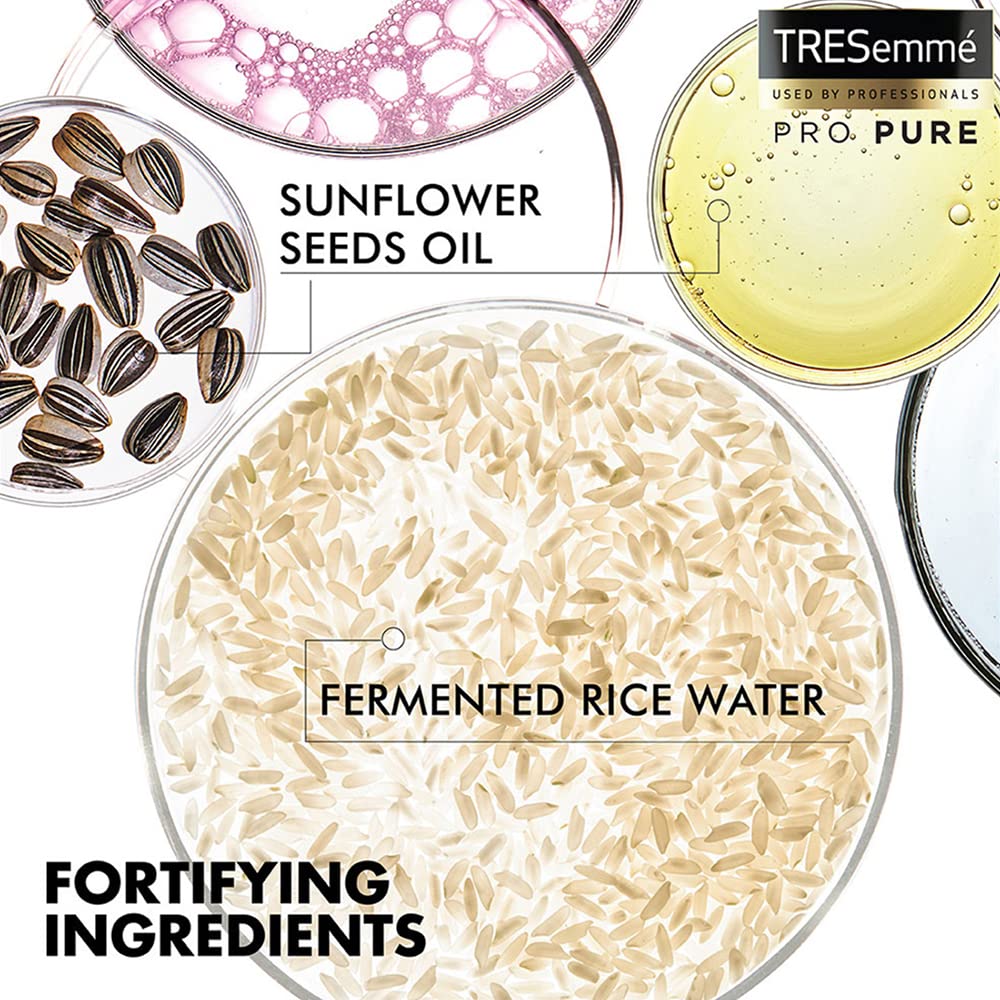 TRESemme Hair Fall Defense Shampoo 1 Liter & Pro Pure Damage Recovery Conditioner 390ml - Sulfate Free, Paraben Free with Fermented Rice Water for Damaged Hair - Reduce Breakage & Restore Shine for Daily Hair Care Routine