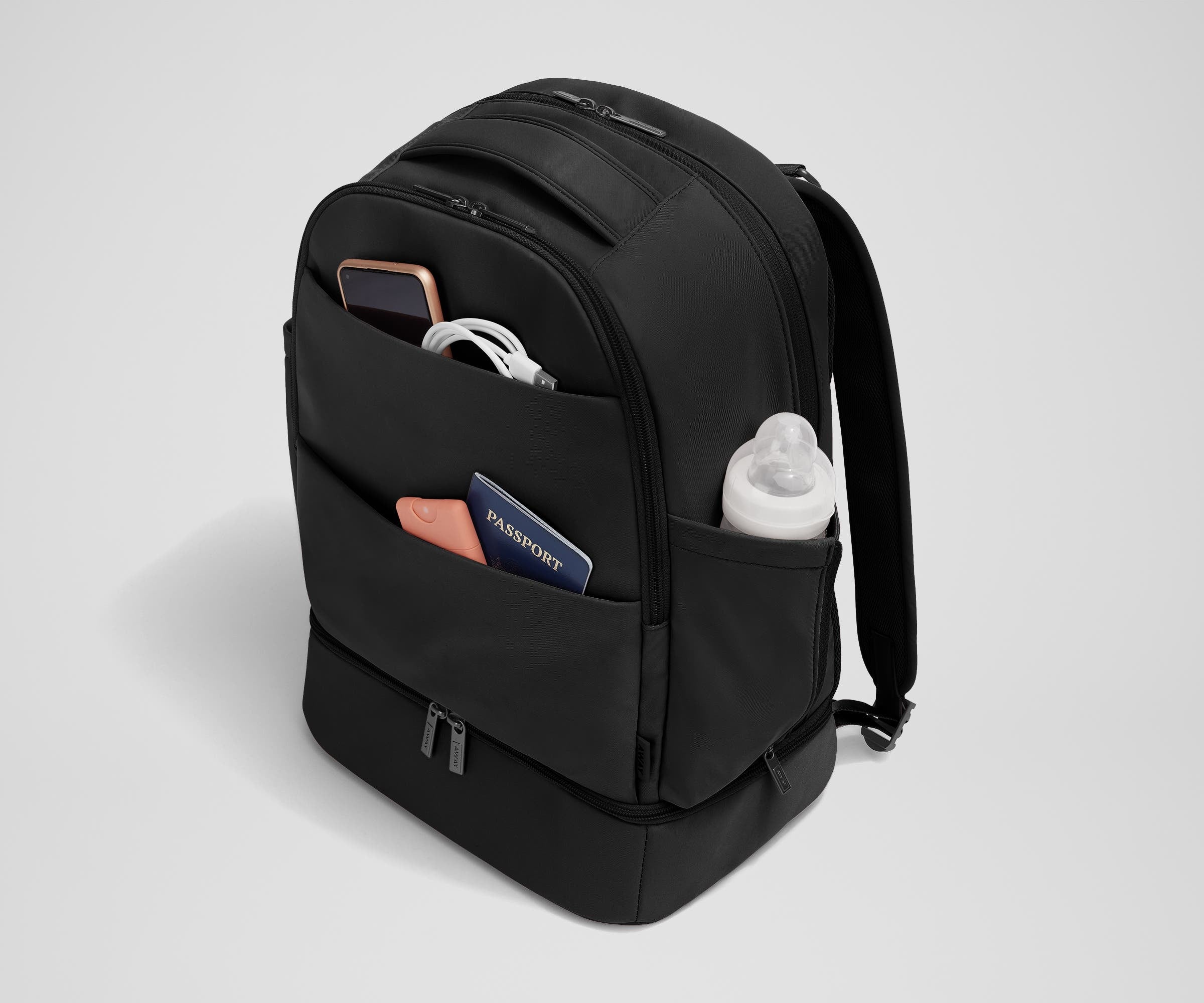 Premium Double Diaper Backpack in Jet Black - Spacious Baby Essentials Organizer for Travel, Hiking & Daily Parenting - Waterproof & Durable Design