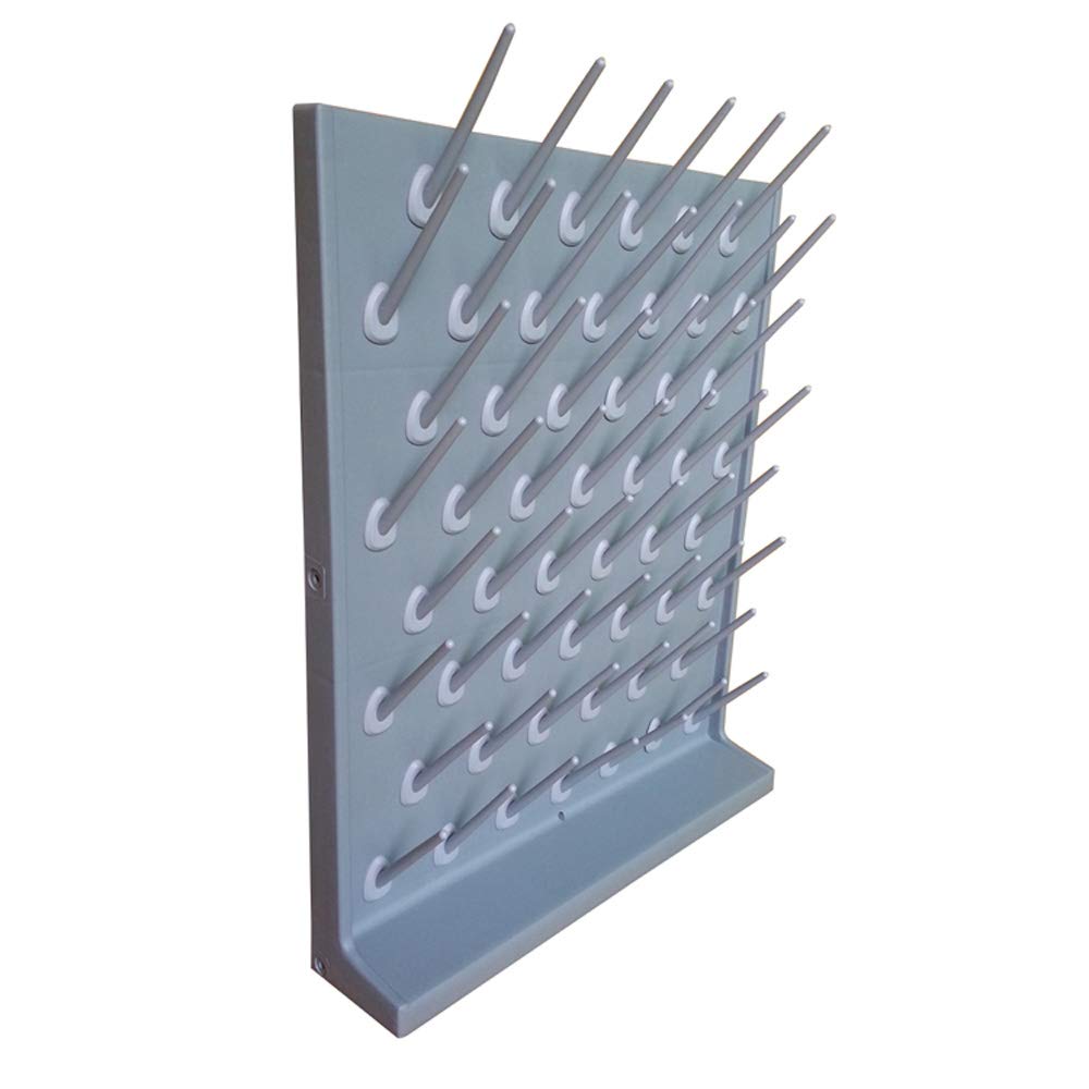 2Pcs 52-Peg Gray Plastic Wall Mounted Laboratory Drying Rack with Detachable Pegs & Drainage Pipe - Durable Lab Glassware Organizer for School, Chemistry Lab & Kitchen Utensils (Perfect for Test Tubes, Beakers & Pipettes)