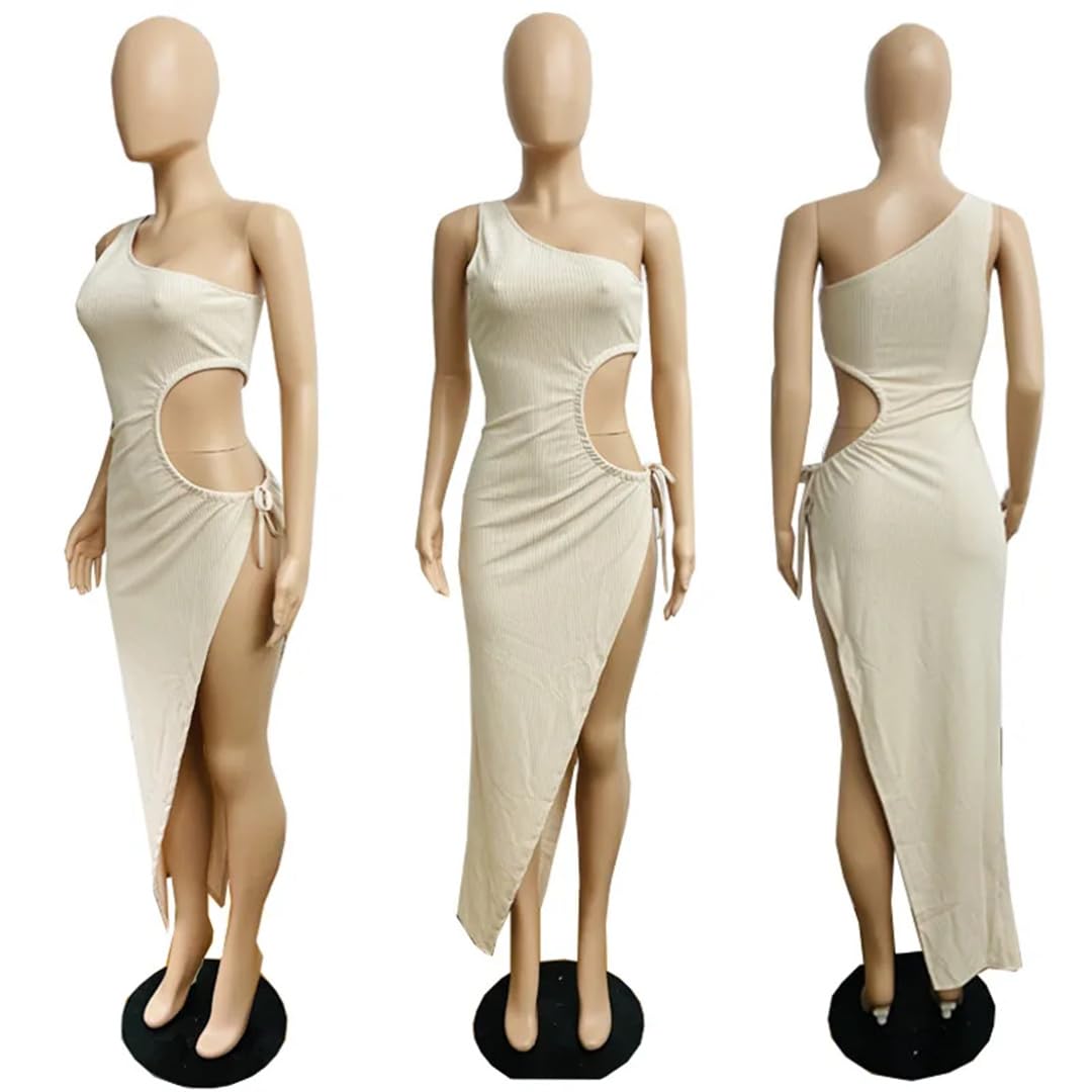 Sexy One Shoulder Sleeveless Bandage Dress for Women - Summer Hollow Out Party Dress for Nightclub, Cocktail & Evening Events