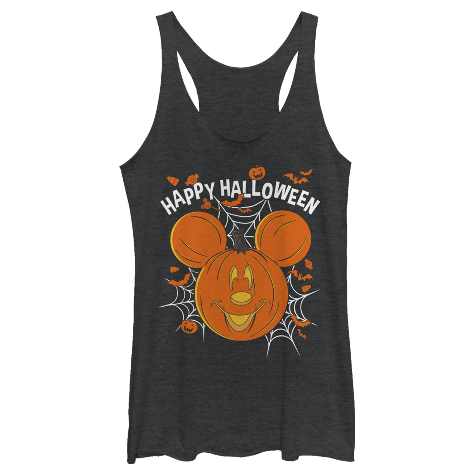 Disney Friends Mickey Pumpkin Halloween Juniors Tri-Blend Tank Top for Women - Perfect for Halloween Parties, Costumes & Casual Wear