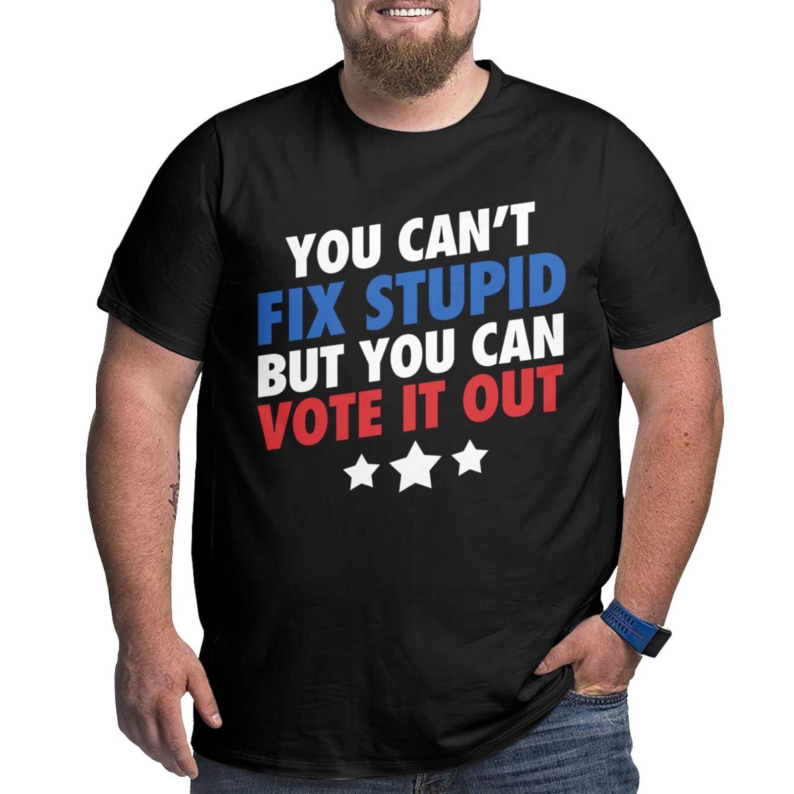 Stupid Funny Men's T-Shirt - Summer Short Sleeve Casual Tee - Big & Tall Sizes - Black Hip Hop Graphic T-Shirt - Perfect for Streetwear & Comedy Lovers