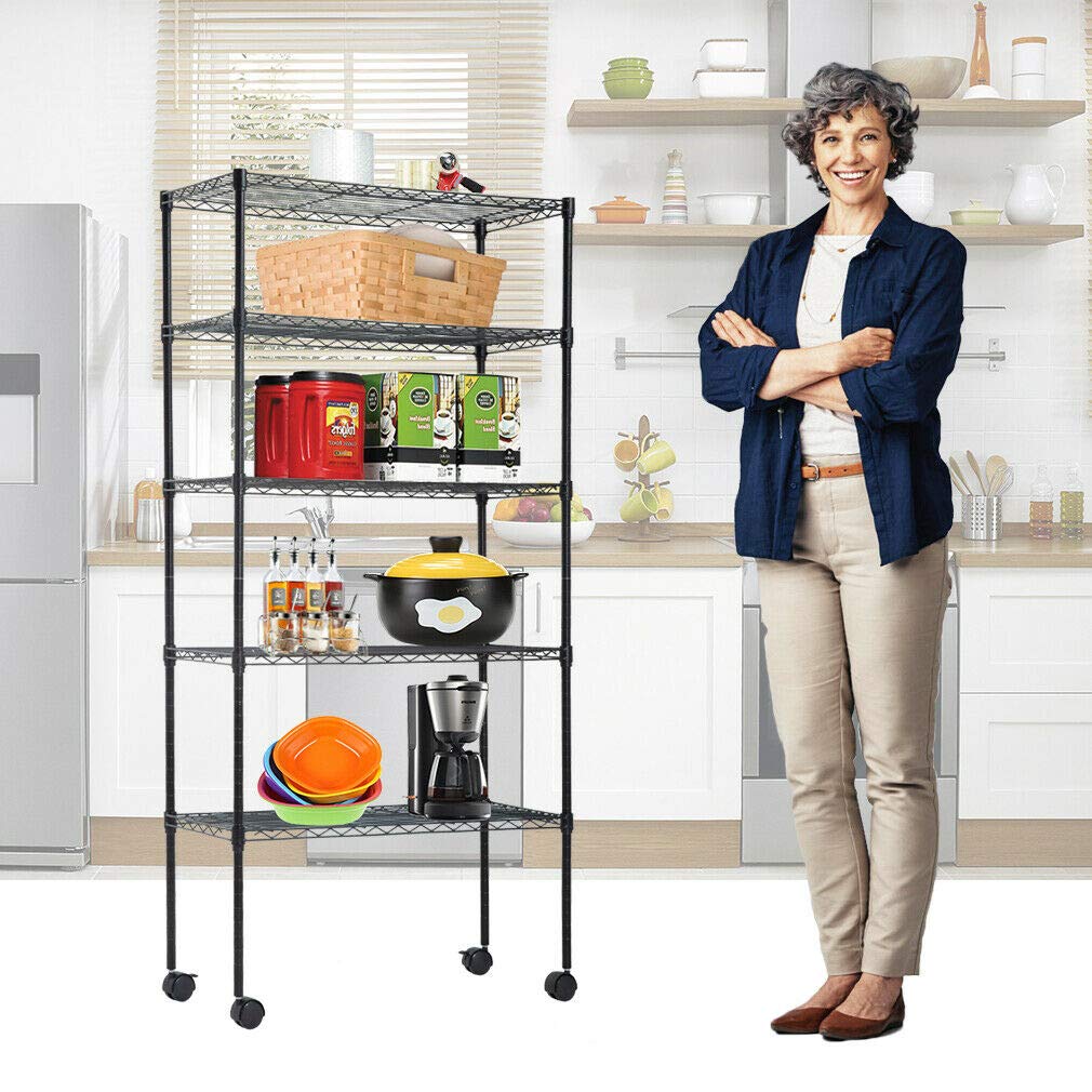 750 LBS Capacity 5-Tier Black Wire Shelving Unit - 14