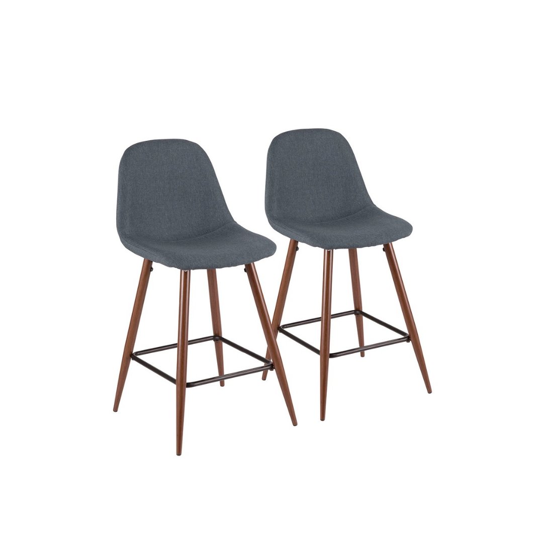 Modern Pebble Counter Stools (Set of 2) - Bar Height Kitchen Island Stools with Back Support for Dining Room, Breakfast Nook & Home Decor
