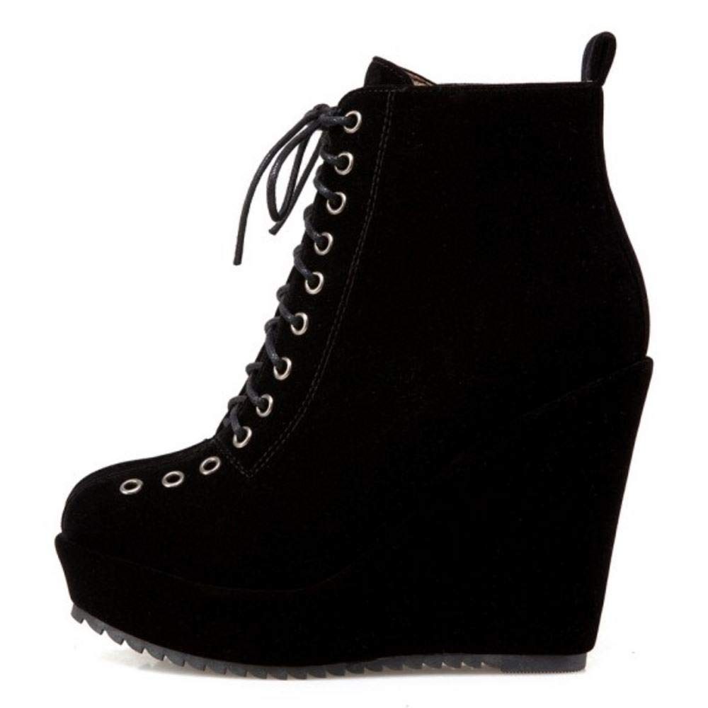 Stylish Women's Ankle Boots with Wedge Heel - Lace Up Fashion Shoes for Casual Outfits & Fall Winter Wardrobe