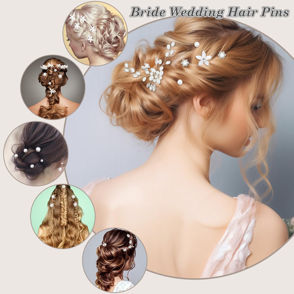 23Pcs Wedding Hair Pins Set - FHDUSRYO Bridal Pearl Rhinestone Hair Clips, U-Shaped Crystal Flower Hair Accessories for Brides, Bridesmaids, Women & Girls | Perfect for Weddings, Prom, Parties & Special Occasions
